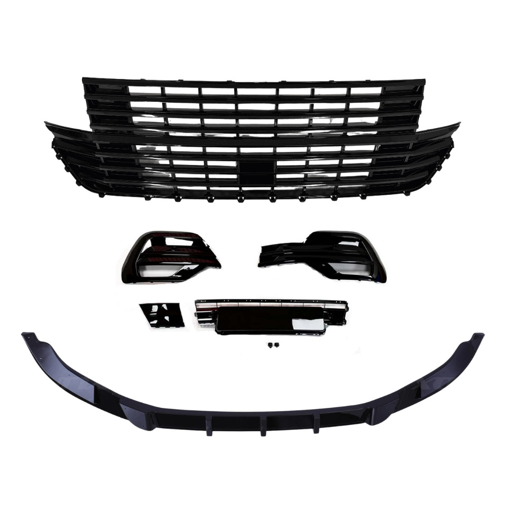 VW Transporter T6.1 Gloss Black Front End Bundle – Badgeless Grille, Lower Inserts & Splitter