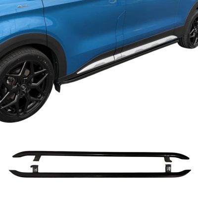 VW T7 LWB Angled Trapezoid Side Bars – Gloss Black